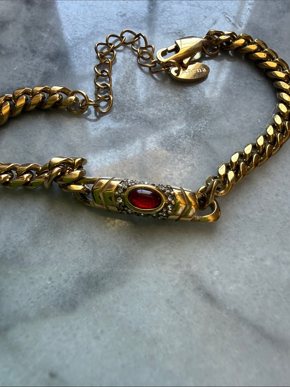 Raena Bracelet with Red Cabochon and Crystal Accents - Picture 2 of 4